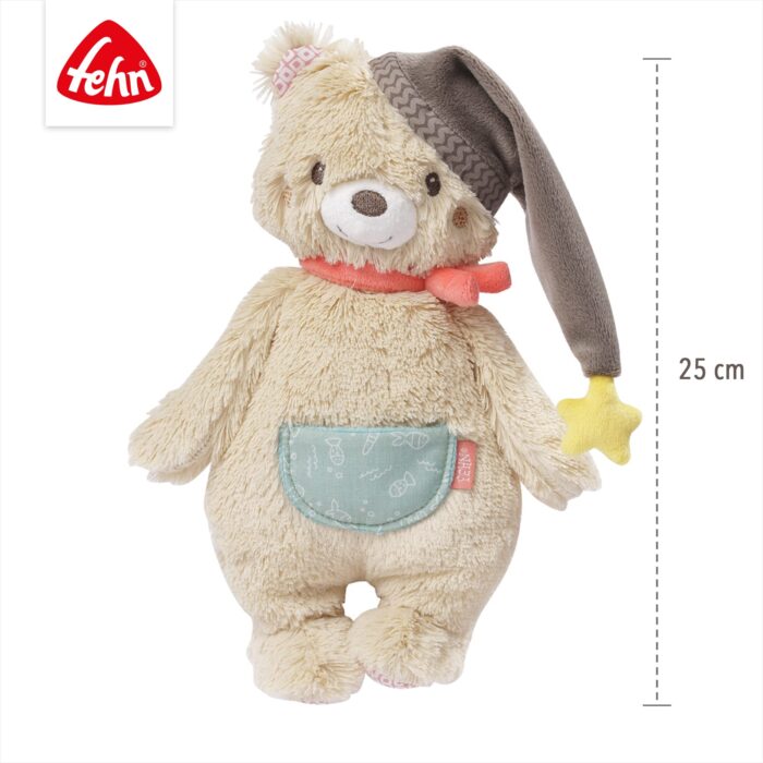 Fehn Kuscheltier Bär Bruno – Weicher Teddybär für Neugeborene als Einschlafhilfe - Stofftier zum Greifen – Bild 3
